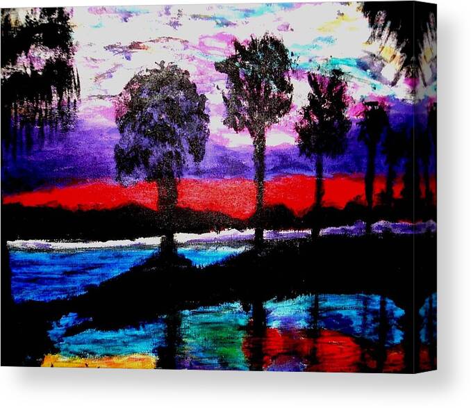 Trees Canvas Print featuring the painting Florida at Sunset by Vickie G Buccini