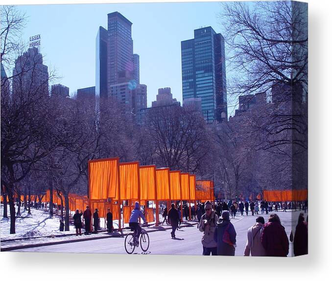 Central Park Canvas Print featuring the digital art Gates and Snow in Central Park by Alton Brothers