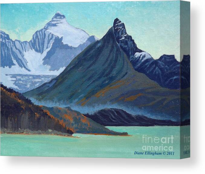 Alberta Mountain Canvas Print featuring the painting Glacial Retreat Canadian Rockies by Diane Ellingham