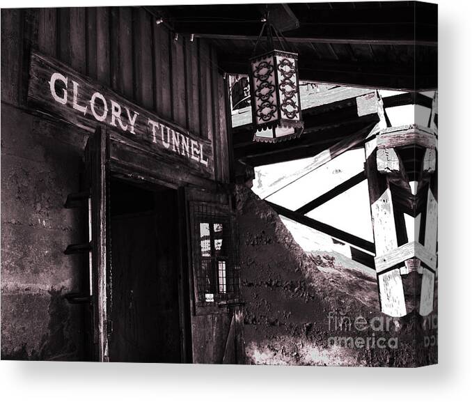 Silver Canvas Print featuring the photograph Glory Tunnel Mine Entrance in Calico California by Susanne Van Hulst