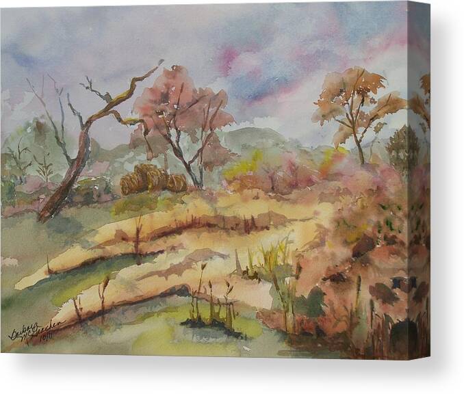 Fall Scenery Canvas Print featuring the painting Golden Field by Barbara McGeachen