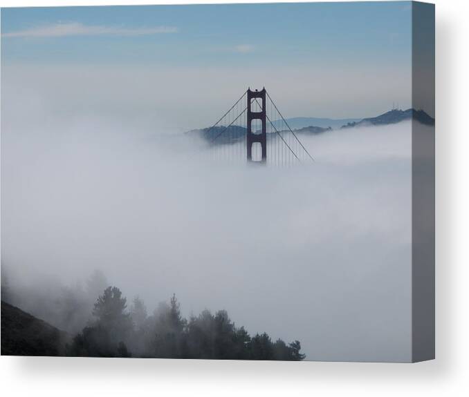  Canvas Print featuring the photograph Golden gate Bridge Fog by Mark Norman