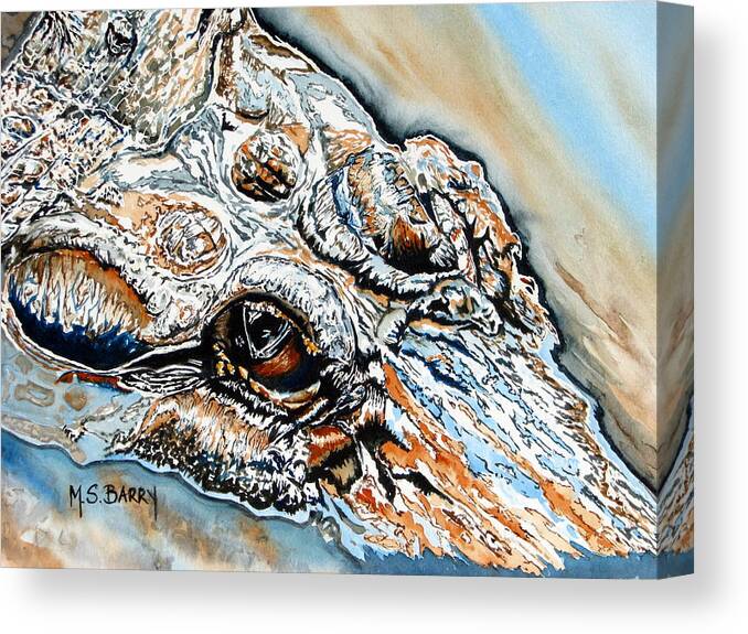 Reptile Canvas Print featuring the painting Got My Eye On You by Maria Barry