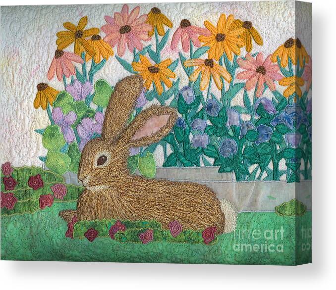 Rabbit Art Print Canvas Print featuring the tapestry - textile Henry by Denise Hoag