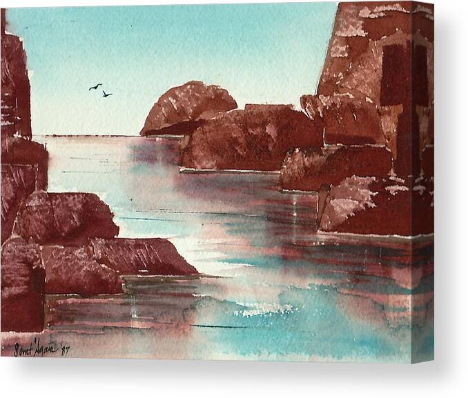 Rocks Canvas Print featuring the painting Inlet by Frank SantAgata