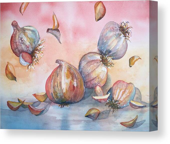 Sandy Collier Canvas Print featuring the painting Its Raining Garlic by Sandy Collier