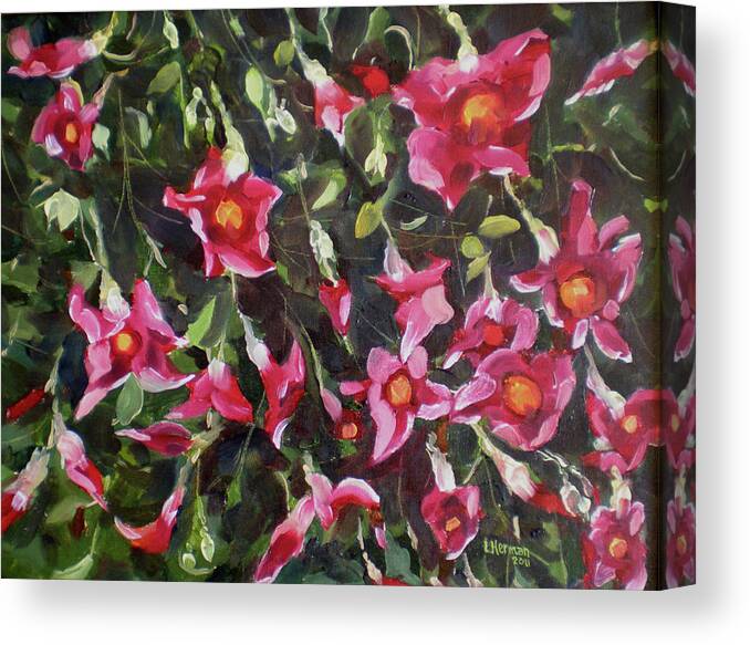 Flowers Canvas Print featuring the painting Judys Bouganvillias by Les Herman