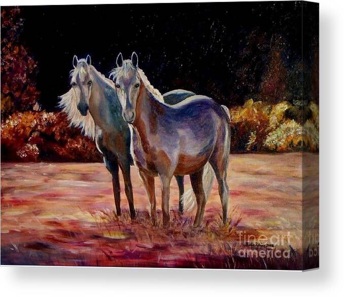 Horses Canvas Print featuring the painting Just Who ARE You by Julie Brugh Riffey