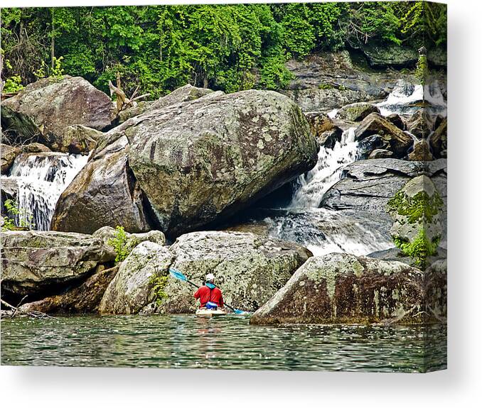 Man Canvas Print featuring the photograph Kayak at the Rapids by Susan Leggett