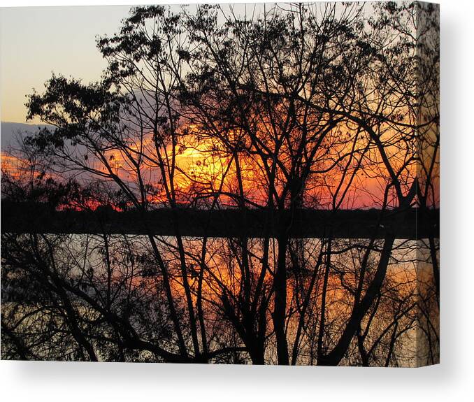 Sunset Canvas Print featuring the photograph Lake Sunset by RobLew Photography