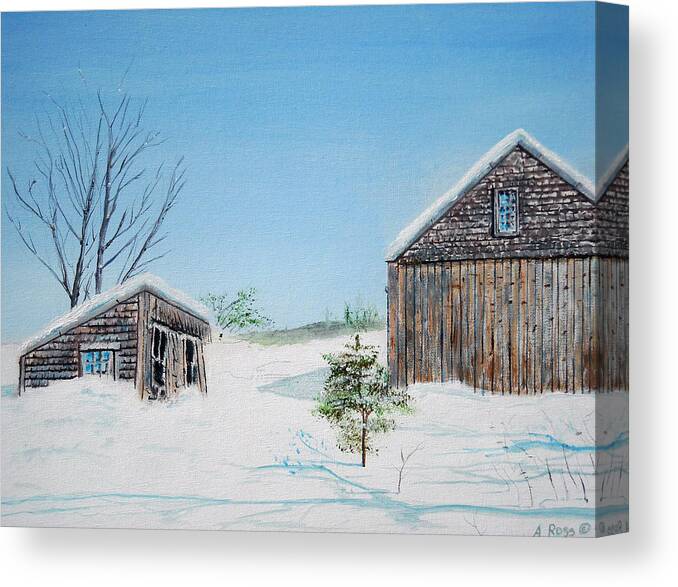 The Old Barn On Kelley Road In Salem Canvas Print featuring the painting Last Barn In Winter by Anthony Ross