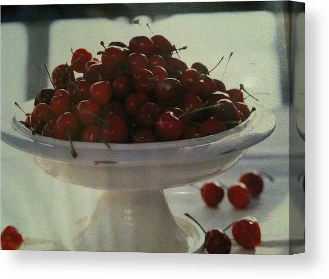 Cherries Canvas Print featuring the photograph Life is Just a Bowl of Cherries by Shawn Hughes