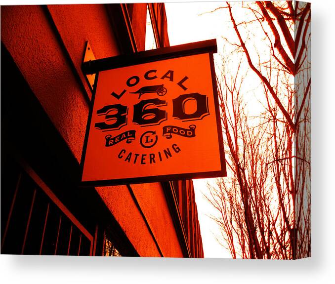 Cool Orange Sign Canvas Print featuring the photograph Local 360 In Orange by Kym Backland