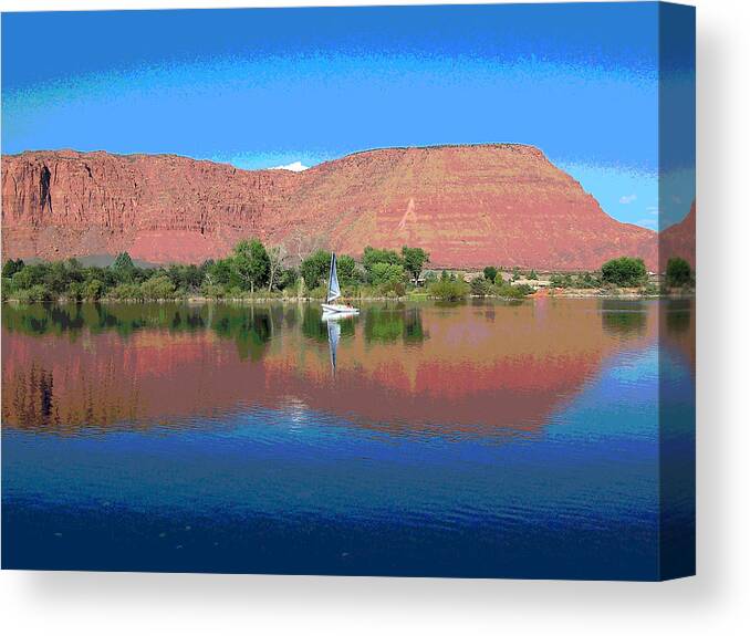 Sailboat Canvas Print featuring the photograph Reflections of Ivins, UT by Patricia Haynes