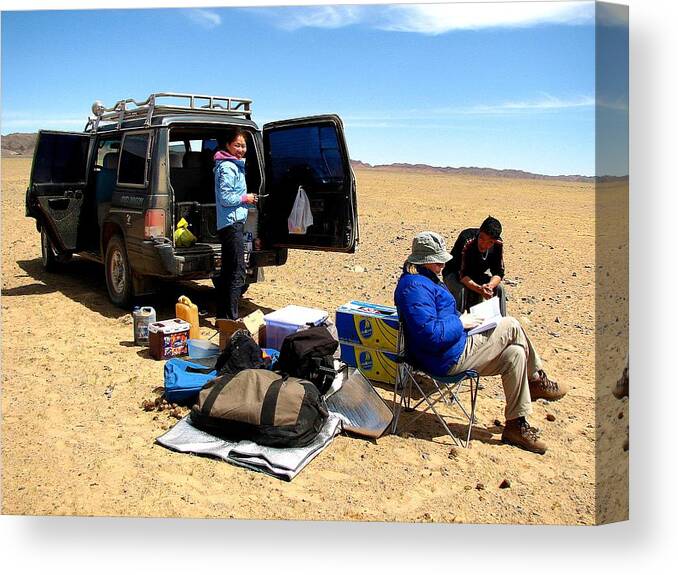 Gobi Desert Canvas Print featuring the photograph Lunch Break Gobi Style by Diane Height