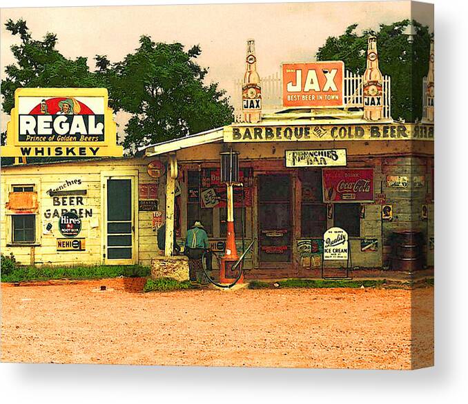 Fsa Canvas Print featuring the digital art Marion Post Wolcott's Crossroads Store by Timothy Bulone