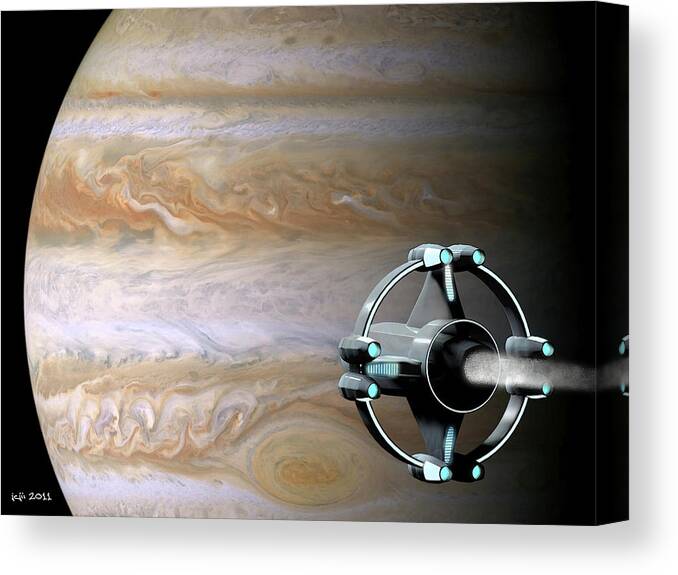 Space Canvas Print featuring the digital art Meeting Jupiter by J Carrell Jones