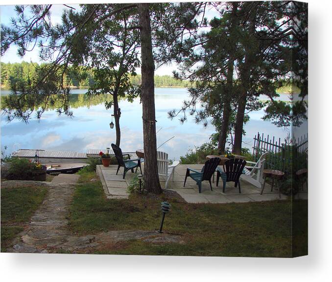 Pine Canvas Print featuring the mixed media Morning on Pine Lake 2 by Bruce Ritchie