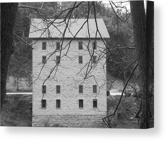 Motor Mill Canvas Print featuring the photograph Motor Mill BW3 by Bonfire Photography