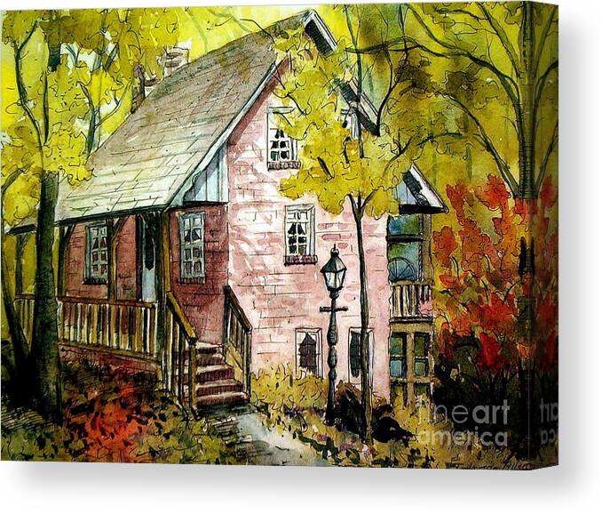 Cottage Canvas Print featuring the painting Mrs. Henry's Home 2 by Gretchen Allen