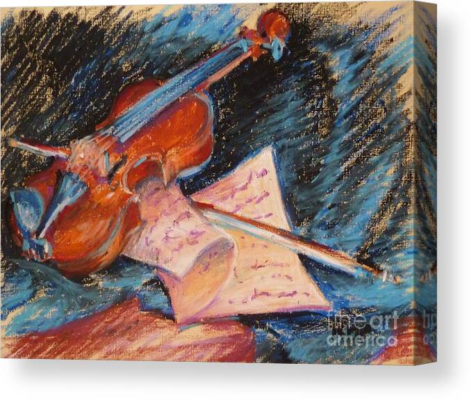 Violin Canvas Print featuring the pastel Musical Thoughts by K M Pawelec