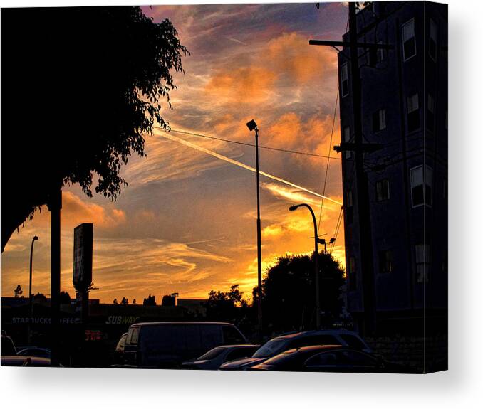 Sunset Canvas Print featuring the photograph October Sunset 6 by Helaine Cummins
