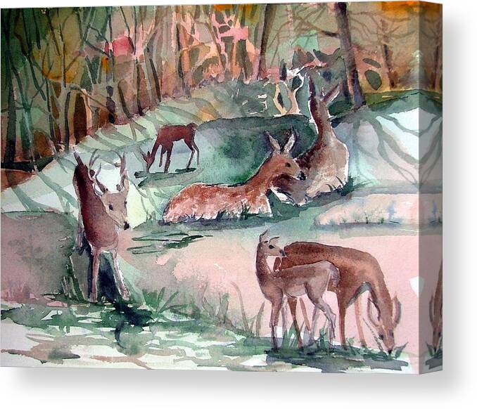 Dear Canvas Print featuring the painting Oh Dear My Deer by Mindy Newman