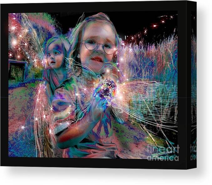 Children Canvas Print featuring the digital art Olive and Lola by Atheena Romney