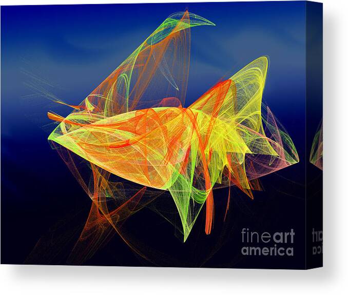 Fractal Canvas Print featuring the digital art One Fish Rainbow Fish by Andee Design