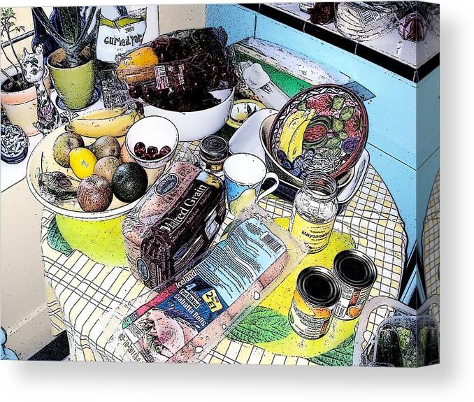 Pretty Canvas Print featuring the digital art Patsy's Kitchen Table by Nina-Rosa Dudy