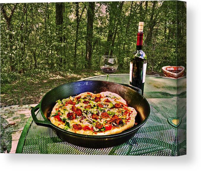 Pizza Canvas Print featuring the photograph Pizza and Vino by William Fields