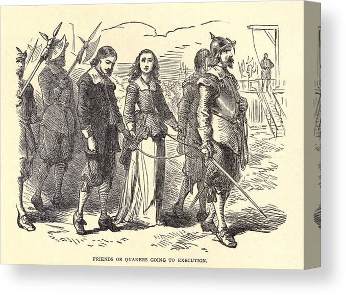 History Canvas Print featuring the photograph Quakers Lead To Their Execution. Mary by Everett
