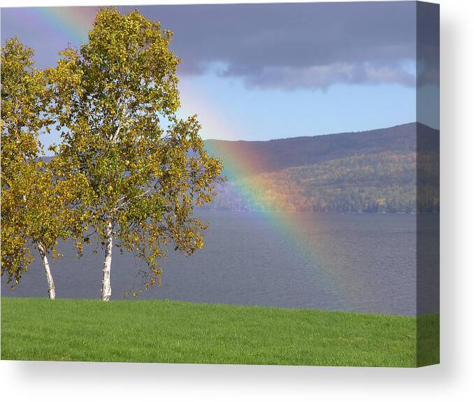 nova Scotia Canvas Print featuring the photograph Rainbow's end by Fran Woods