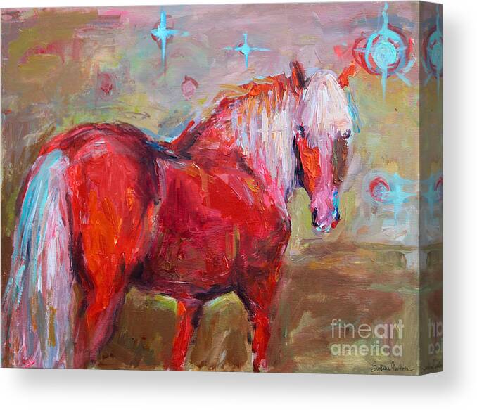 Impressionistic Horse Painting Canvas Print featuring the painting Red horse contemporary painting by Svetlana Novikova