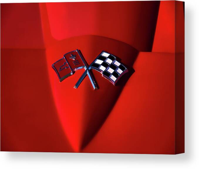 Red Canvas Print featuring the digital art Red Stingray Badge by Douglas Pittman