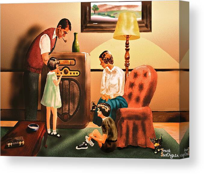 Radio Canvas Print featuring the painting Remember when we Listened to the Radio by Frank SantAgata