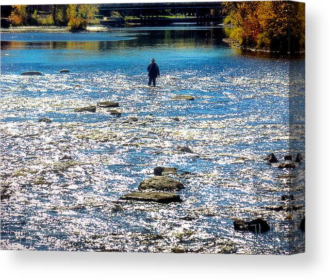 Xdop Canvas Print featuring the photograph Salmon Wader by John Herzog