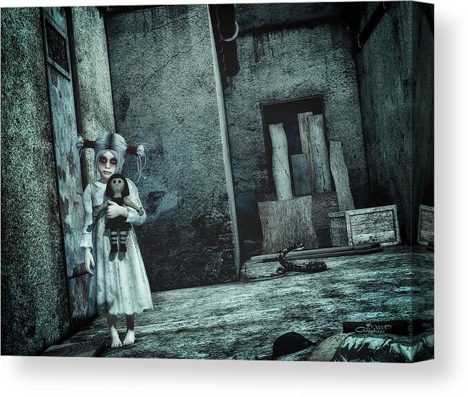 3d Canvas Print featuring the digital art Scary Place by Jutta Maria Pusl