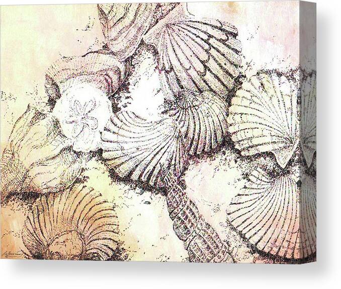 Shells Canvas Print featuring the mixed media Shells by Lizi Beard-Ward