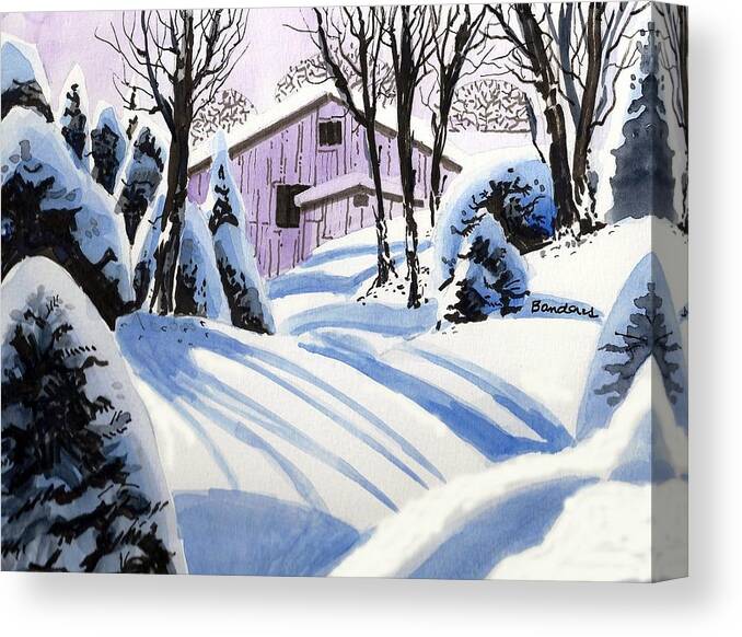 Winter Canvas Print featuring the painting Snow And Shadows by Terry Banderas