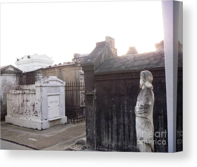 St. Loius Cemetery 1 Canvas Print featuring the photograph Standing Guard by Alys Caviness-Gober