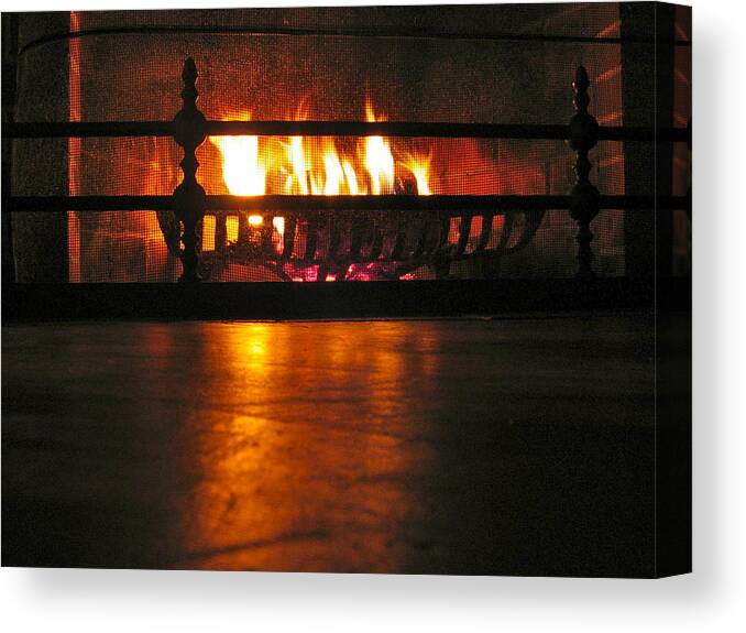 Fireplace Canvas Print featuring the photograph Staving Off The Coastal Chill by Mary McAvoy