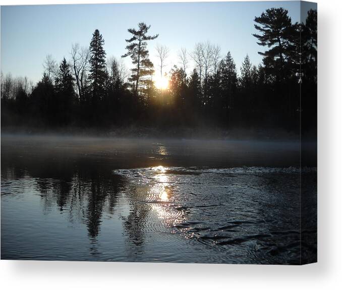 Mississippi River Canvas Print featuring the photograph Sunrise on Ice by Kent Lorentzen