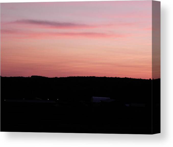 Color Photography Canvas Print featuring the photograph Sunset Over The Farm by Kim Galluzzo