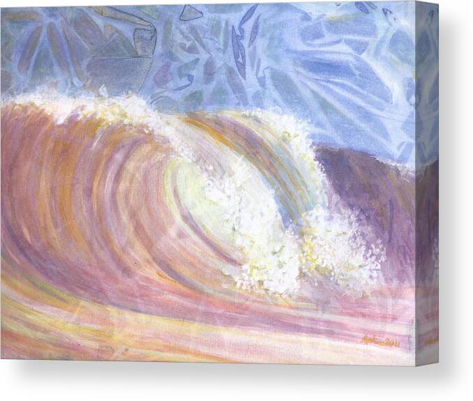 Surf Canvas Print featuring the painting Sunset Surf by Arlissa Vaughn