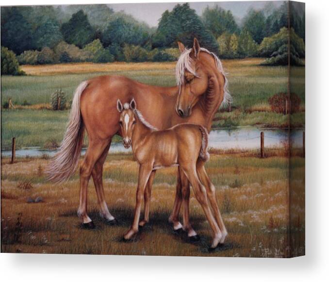 Mare & Foal Canvas Print featuring the painting Sweet Smells by Ruth Gee