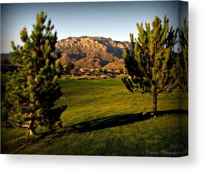 Tanoan Country Club Canvas Print featuring the photograph Tanoan Mountain Views by Aaron Burrows