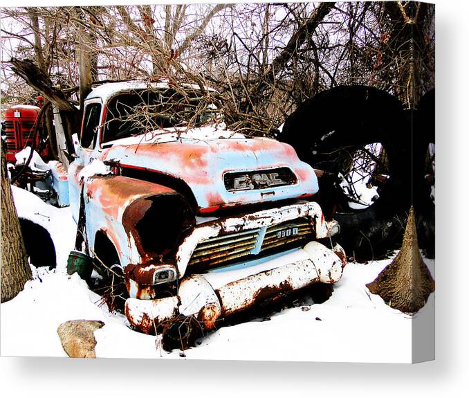 Gmc Canvas Print featuring the mixed media The Fixer Upper Old GMC Farm Truck by Bruce Ritchie