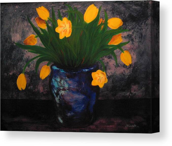 Tulips Canvas Print featuring the painting Tulips in Blue by Jason Reinhardt