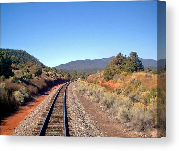 Train Canvas Print featuring the photograph via Train 658 by Carolyn Stagger Cokley